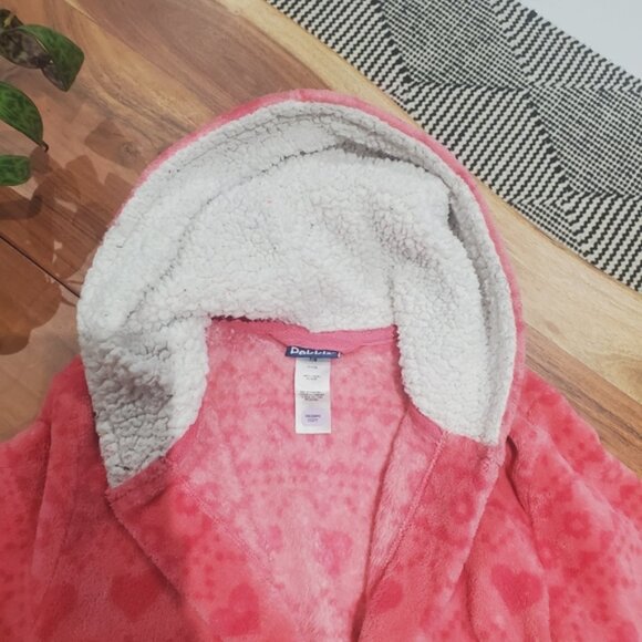 Cute Pink Cozy Bunny + Heart Print Fleece Robe - Picture 5 of 10